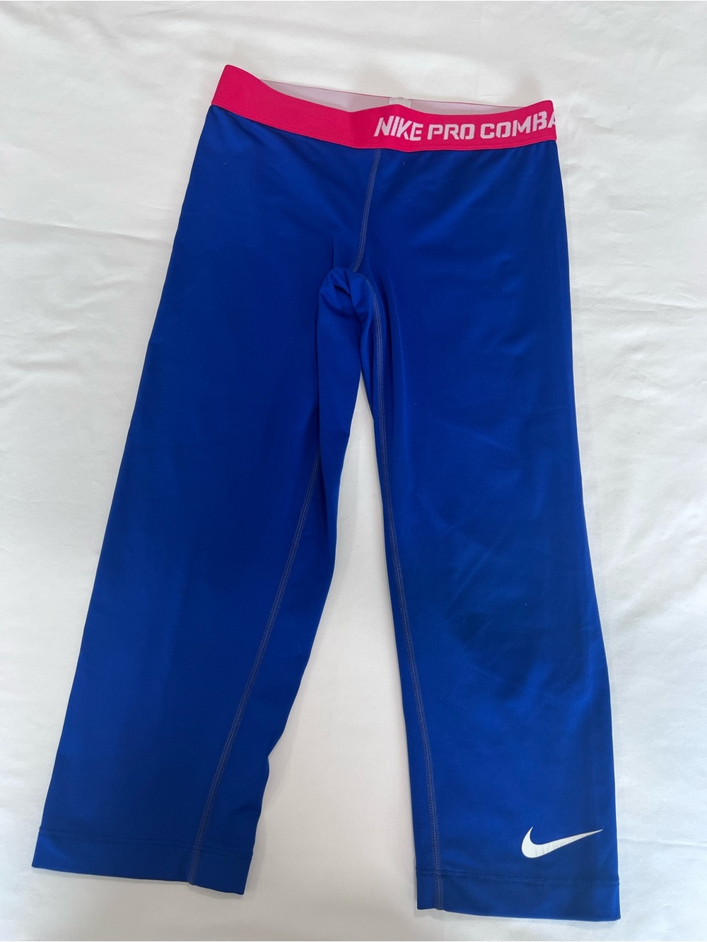 Nike Royal Blue Compression Training Tights with Pink Stitching